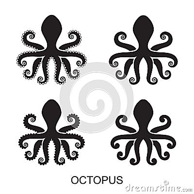 Silhouette of an octopus on light background Vector Illustration