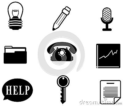 Silhouette office and business miscellaneous icon Vector Illustration