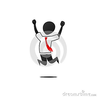 Silhouette office worker man happy success freedom jump action pose illustration Vector Illustration