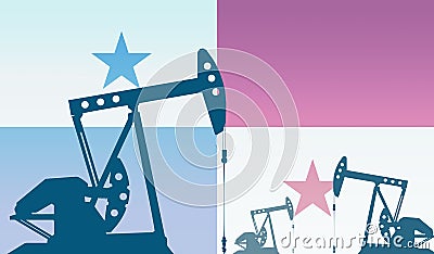 silhouette of oil pumps against flag of Panama. Extraction grade crude oil and gas. concept of oil fields and oil companies, Stock Photo