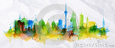 Silhouette overlay city Berlin Vector Illustration