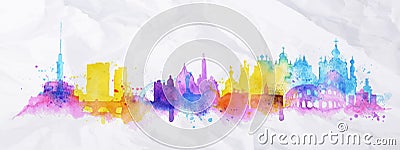 Silhouette overlay city Kiev, Rome Vector Illustration