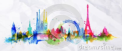 Silhouette overlay city Paris Vector Illustration