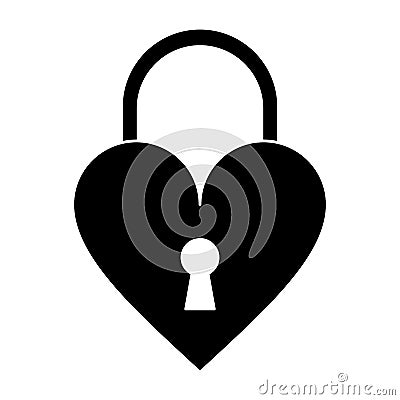 Silhouette padlock shaped heart loved Vector Illustration