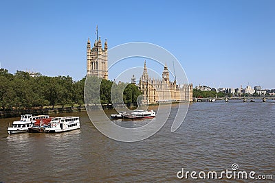 Silhouette of the Palace of Westminster is the meeting place of the House of Commons and the House of Lords, Editorial Stock Photo