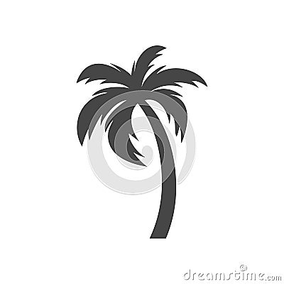 Silhouette palm tree, Palm tree icon on white Vector Illustration