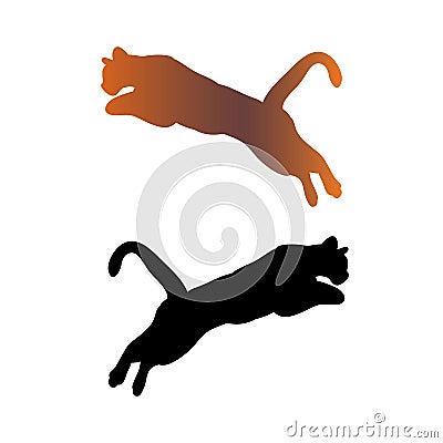 Silhouette of panther jumping, silhouette on white background, Vector Illustration