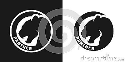 Silhouette of an panther, monochrome logo. Vector Illustration