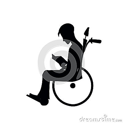 Silhouette of a paralyzed person in a wheelchair, Vector Illustration
