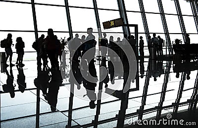 Silhouette passenger In the airport Editorial Stock Photo