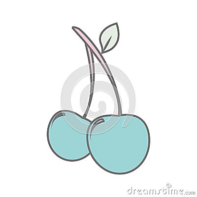 Silhouette pastel color cherry fruit Vector Illustration