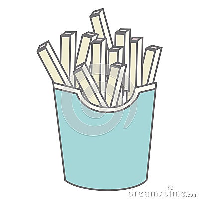 Silhouette pastel color fries portion Vector Illustration