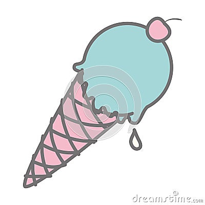 Silhouette pastel color ice cream food Vector Illustration