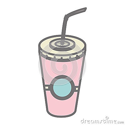 Silhouette pastel color milk shake drink Vector Illustration