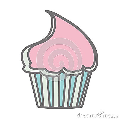 Silhouette pastel color sweet cupcake icon Vector Illustration