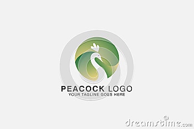 silhouette peacock head isolated circle vector illustration usable for logo design related to poultry. nature. farmer. animal.bird Cartoon Illustration