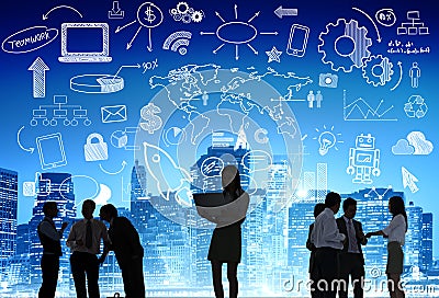 Silhouette People Global Business Concept Stock Photo