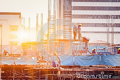 Silhouette People heavy industrial sector construction Editorial Stock Photo