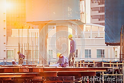 Silhouette People heavy industrial sector construction Editorial Stock Photo