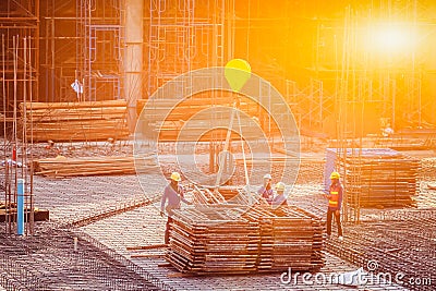 Silhouette People heavy industrial sector construction Editorial Stock Photo