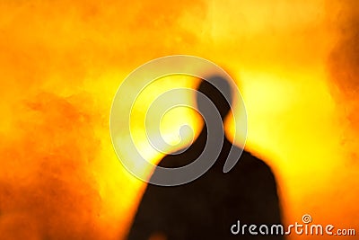 Silhouette person flame fire magical Stock Photo