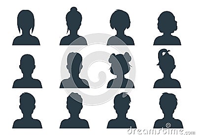 Silhouette person head. People profile avatars, human male and female anonymous faces. Vector user business portraits Vector Illustration