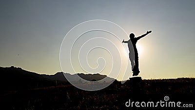 silhouette of a person with success, determination and fighting spirit Stock Photo