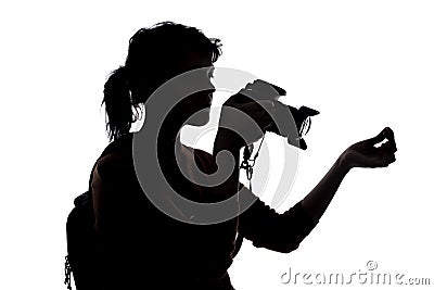 Silhouette of a Photographer With Money Gesture Stock Photo