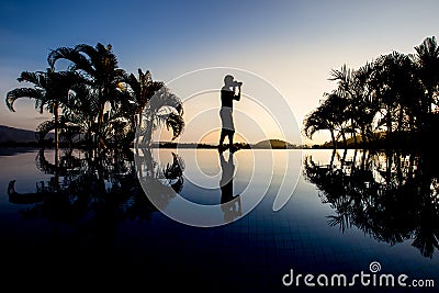 Silhouette photographer Stock Photo