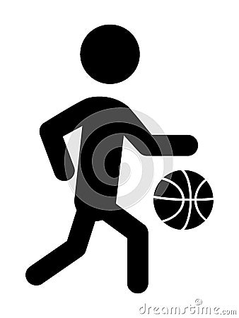 Silhouette picture of a basketball player icon Vector Illustration