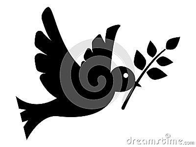 Silhouette picture of a Christian Symbol of Peace Pigeon Vector Illustration