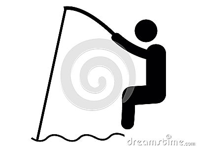 Silhouette picture of a fisherman icon Vector Illustration