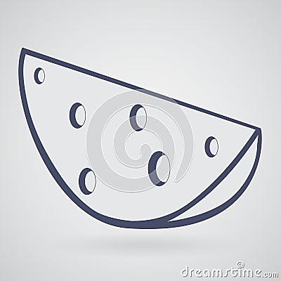 Silhouette of a piece of cheese with holes on a gray background Vector Illustration