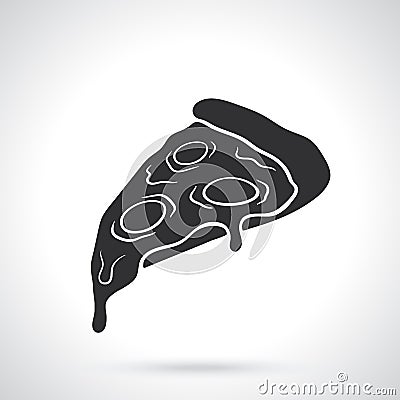 Silhouette pizza slice Vector Illustration