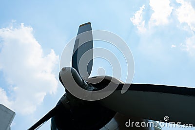 Silhouette Plane propeller with blue sky Stock Photo