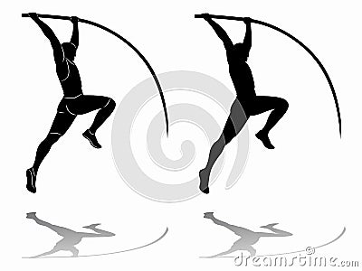 Silhouette of a pole jumper , vector drawing Vector Illustration