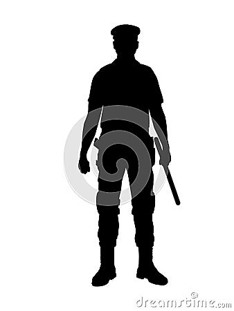 Silhouette Policeman isolated image. Police officer. Vector Illustration