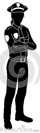 Policewoman Person Silhouette Police Officer Woman Vector Illustration