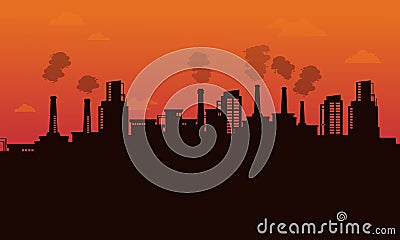 Silhouette of pollution industry backgroud Vector Illustration