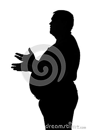 Silhouette of a pot-bellied man Stock Photo