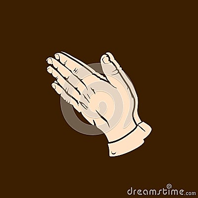 Silhouette of praying hands. Man prays and turns to God Vector Illustration