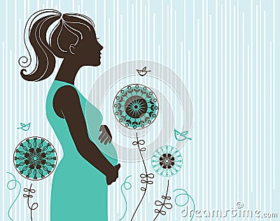Silhouette of pregnant girl Vector Illustration