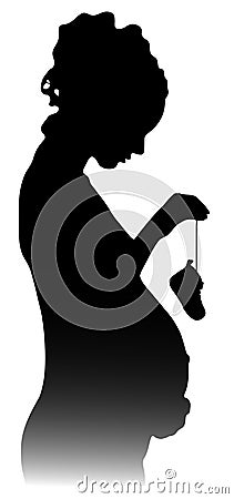 Silhouette of a pregnant girl with shoes Vector Illustration