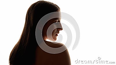 Silhouette profile portrait spa procedure woman Stock Photo