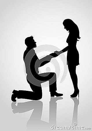 Silhouette of a proposing man Vector Illustration
