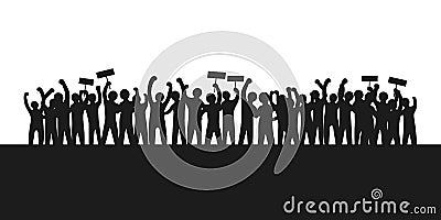 Silhouette crowd protesters Vector Illustration