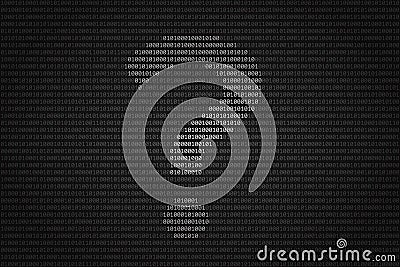 Silhouette of question mark over binary code surface Vector Illustration