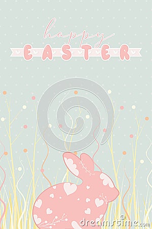 Silhouette of a rabbit on grass Easter week invitational poster Vector Vector Illustration