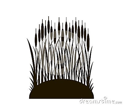 Silhouette of the reed on the mound Stock Photo