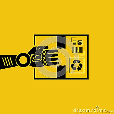 Silhouette robot does the delivery vector Vector Illustration